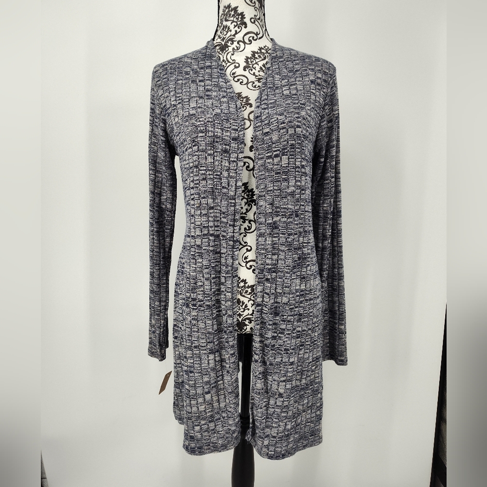 Ambiance Navy and White Knit Long Sleeve Cardigan Size Women's Medium
